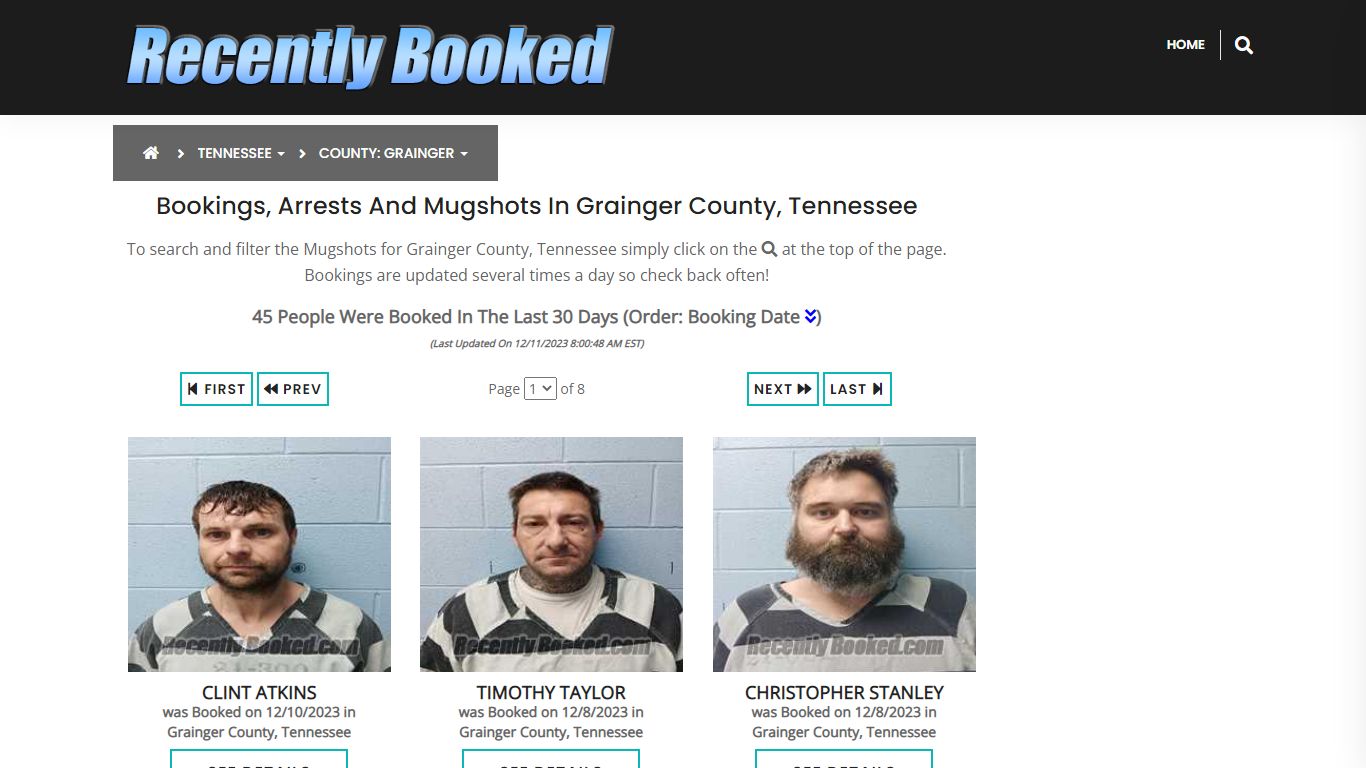 Bookings, Arrests and Mugshots in Grainger County, Tennessee